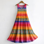 Chloe - Women's Boho Colorful Striped Sleeveless Maxi Dress