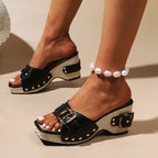 Claire - Women’s Chic Woven Sole Wedge Sandals