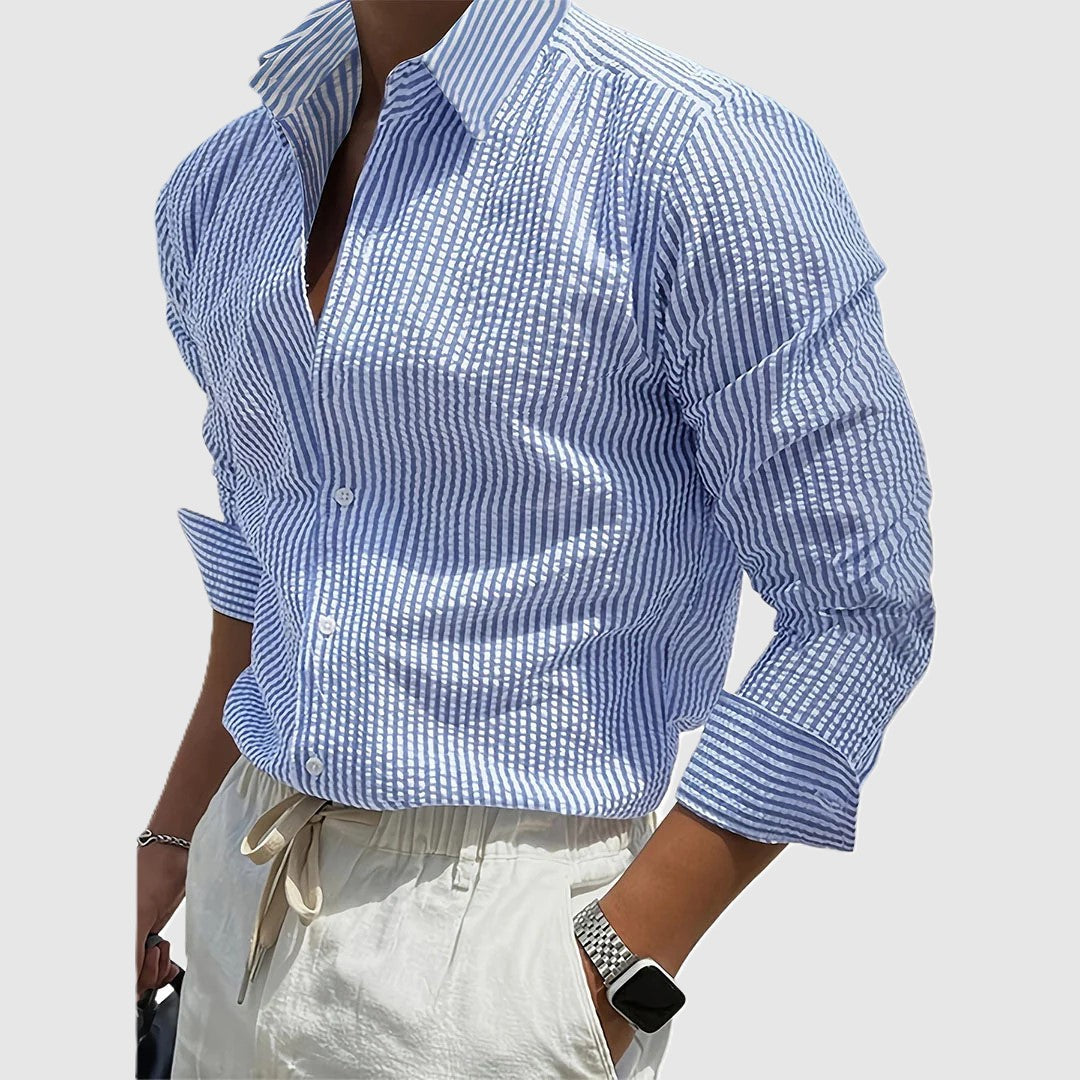 Connor - Men’s Striped Button Down Long Sleeve Shirt
