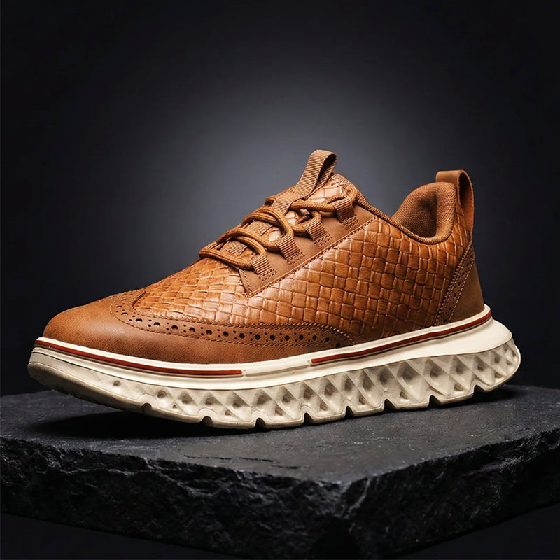 Cooper - Textured Leather Dress Sneakers with Cushioned Sole