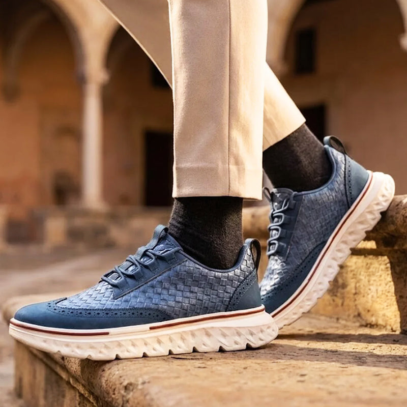 Cooper - Textured Leather Dress Sneakers with Cushioned Sole