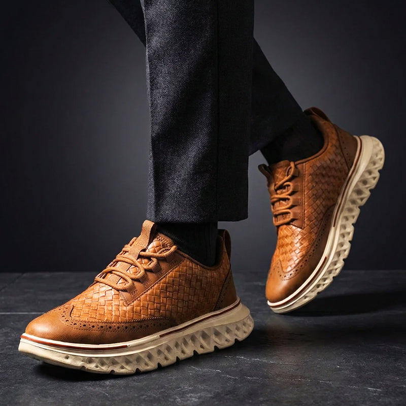 Cooper - Textured Leather Dress Sneakers with Cushioned Sole