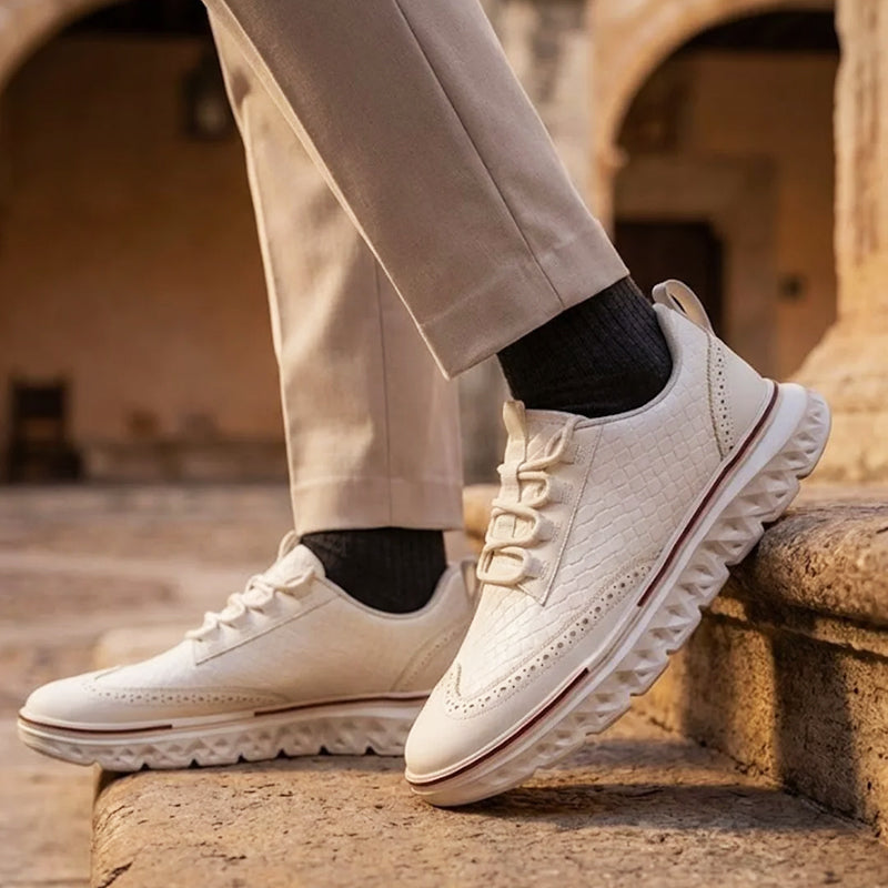 Cooper - Textured Leather Dress Sneakers with Cushioned Sole