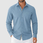 Daniel - Men’s Casual Button-Down with Striped Trim