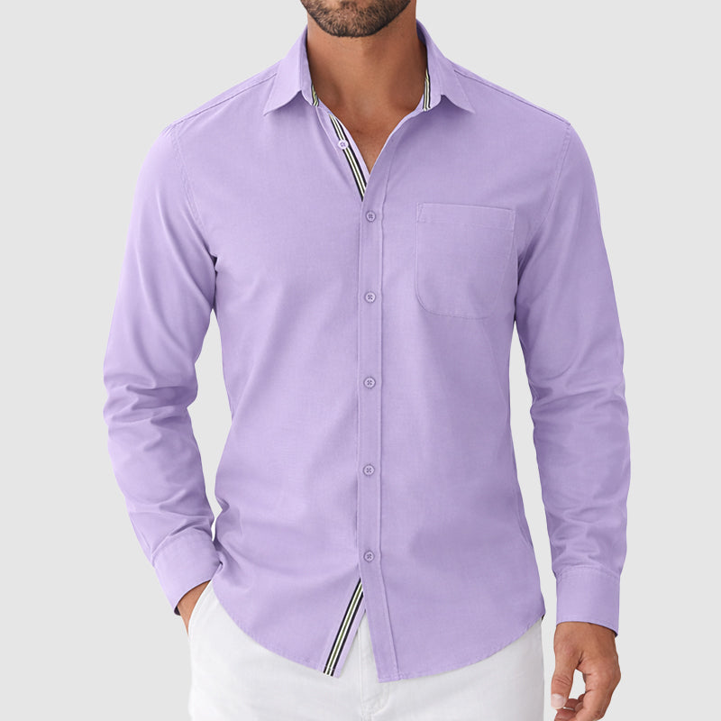 Daniel - Men’s Casual Button-Down with Striped Trim