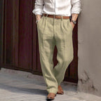 Daniel - Men's Pleated Straight Leg Linen Dress Pants