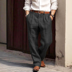 Daniel - Men's Pleated Straight Leg Linen Dress Pants