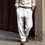 Daniel - Men's Pleated Straight Leg Linen Dress Pants