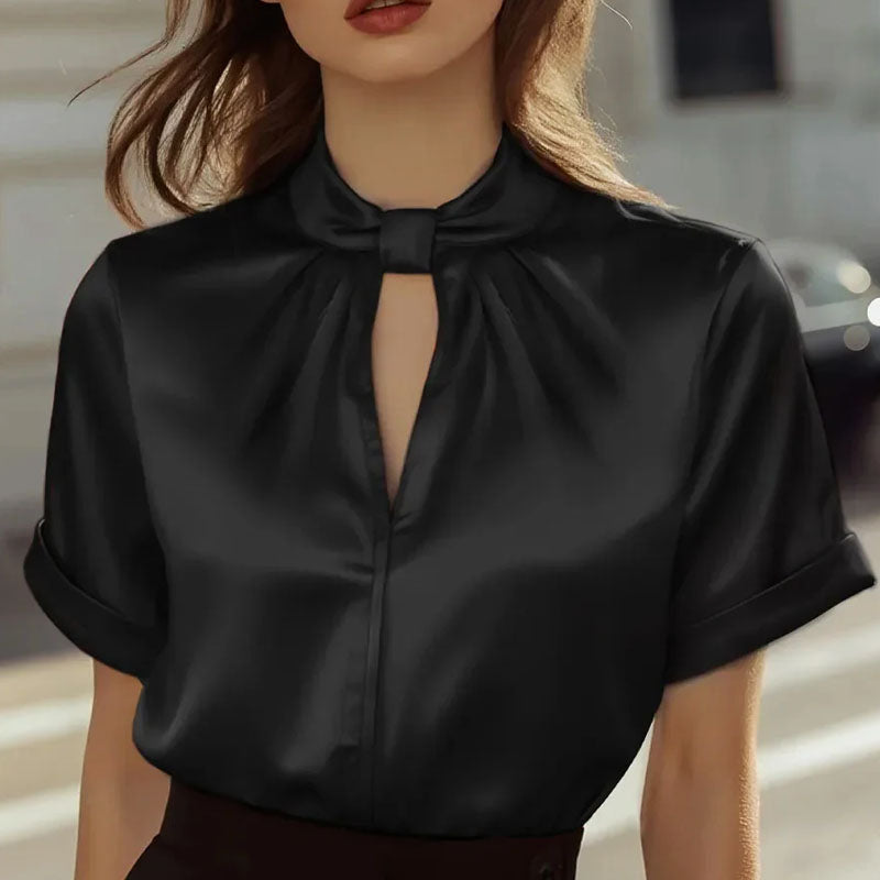 Daniela - Women’s Polished Short Sleeve Satin Blouse