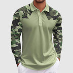 David - Men’s Camo Panel Long Sleeve Polo Shirt