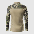 David - Men’s Camo Panel Long Sleeve Polo Shirt