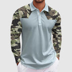 David - Men’s Camo Panel Long Sleeve Polo Shirt