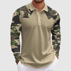 David - Men’s Camo Panel Long Sleeve Polo Shirt