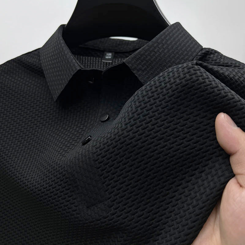 Derek - Men's Textured Snap-Button Polo
