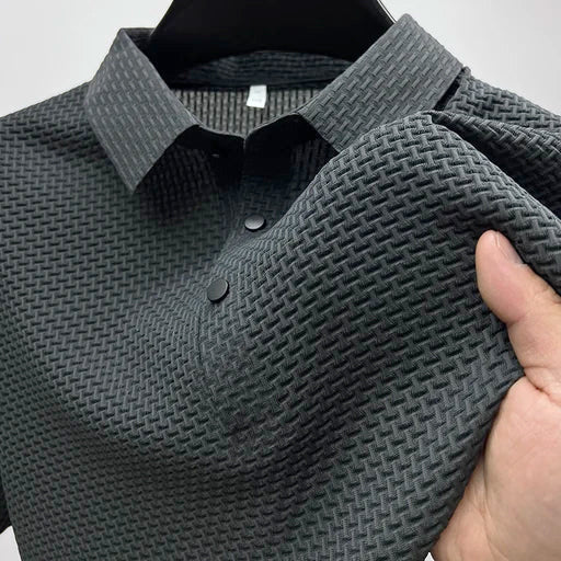 Derek - Men's Textured Snap-Button Polo