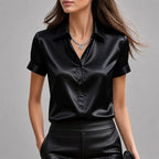Devon - Women’s Satin-Look Short Sleeve Blouse