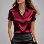 Devon - Women’s Satin-Look Short Sleeve Blouse