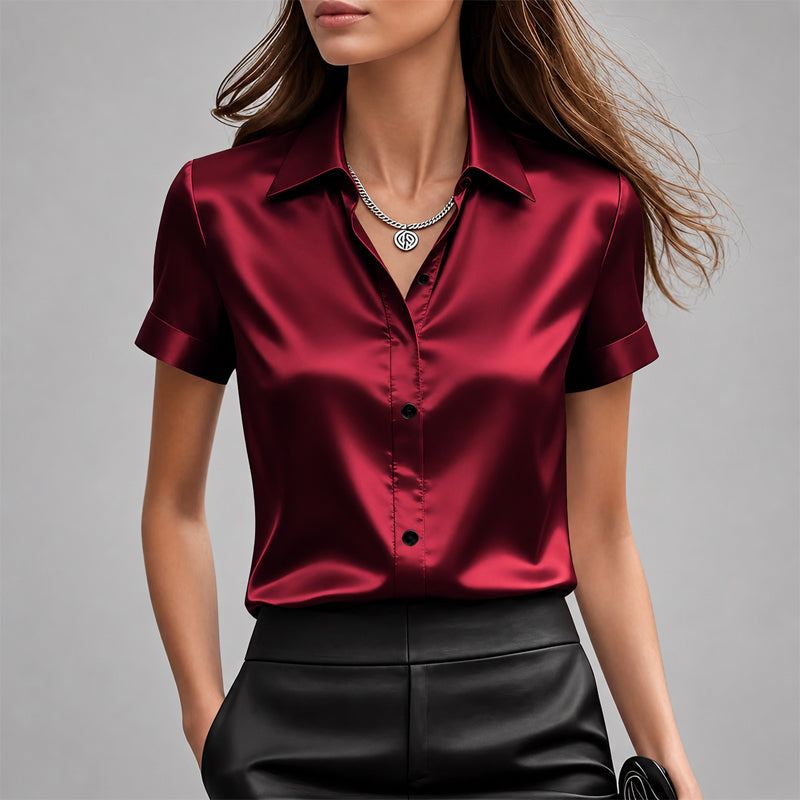 Devon - Women’s Satin-Look Short Sleeve Blouse