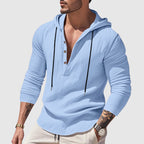 Dylan - Men's Hooded Henley Linen Shirt