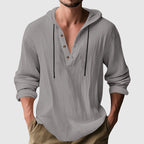 Dylan - Men's Hooded Henley Linen Shirt