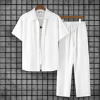Dylan - Men's Textured Button Down Shirt And Pants Set