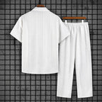 Dylan - Men's Textured Button Down Shirt And Pants Set