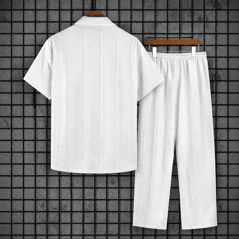 Dylan - Men's Textured Button Down Shirt And Pants Set
