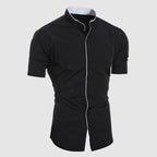 Dylan - Stand Collar Contrast Trim Button-Up Shirt