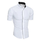 Dylan - Stand Collar Contrast Trim Button-Up Shirt