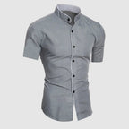 Dylan - Stand Collar Contrast Trim Button-Up Shirt