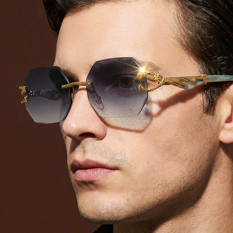 Edge Eight - Rimless Octagonal Statement Sunglasses