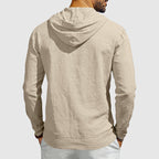 Edward - Men's Lightweight Linen Hooded Henley Shirt