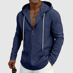 Edward - Men's Lightweight Linen Hooded Henley Shirt