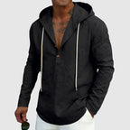 Edward - Men's Lightweight Linen Hooded Henley Shirt