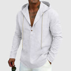 Edward - Men's Lightweight Linen Hooded Henley Shirt