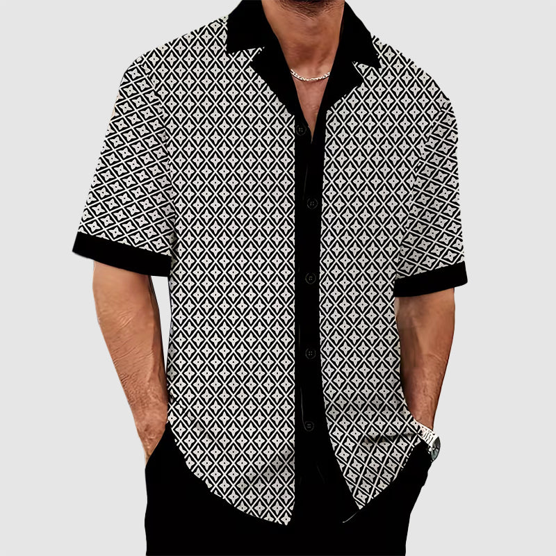 Elias - Men's Geometric Print Shirt and Trousers Set
