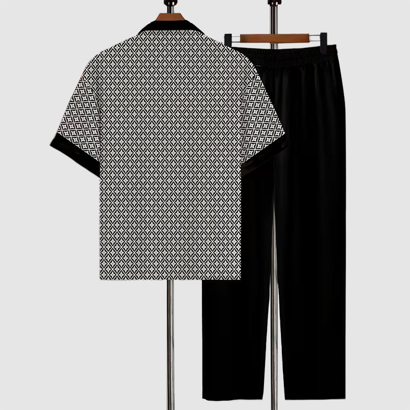 Elias - Men's Geometric Print Shirt and Trousers Set