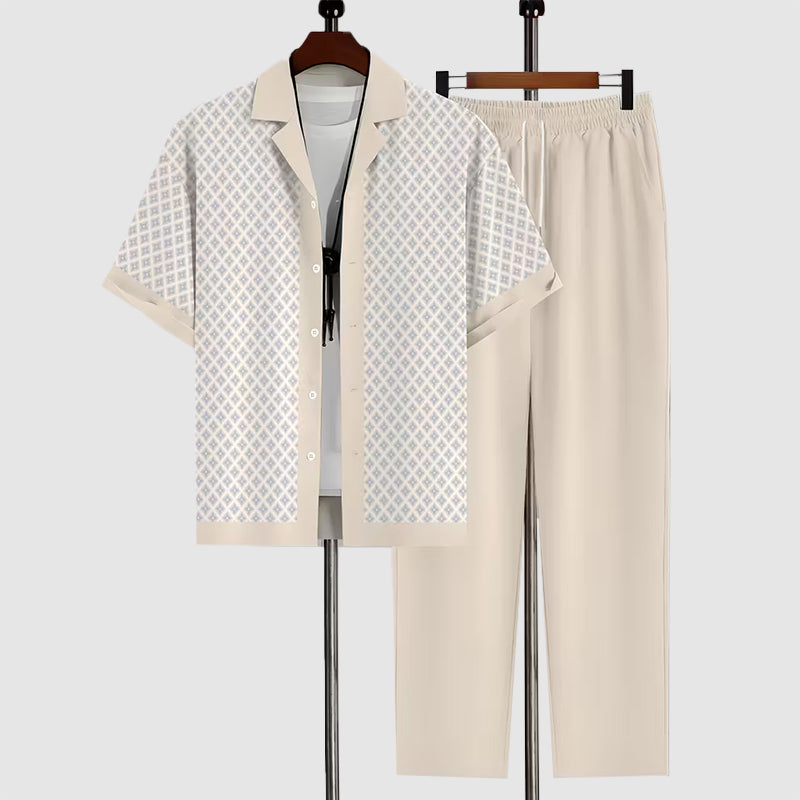 Elias - Men's Geometric Print Shirt and Trousers Set