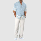 Elias - Men's Geometric Print Shirt and Trousers Set