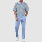Elias - Men's Geometric Print Shirt and Trousers Set