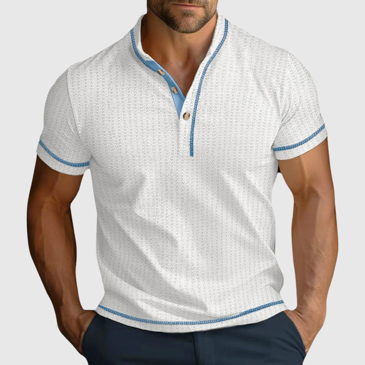 Elijah - Men's Textured Trim Polo Shirt