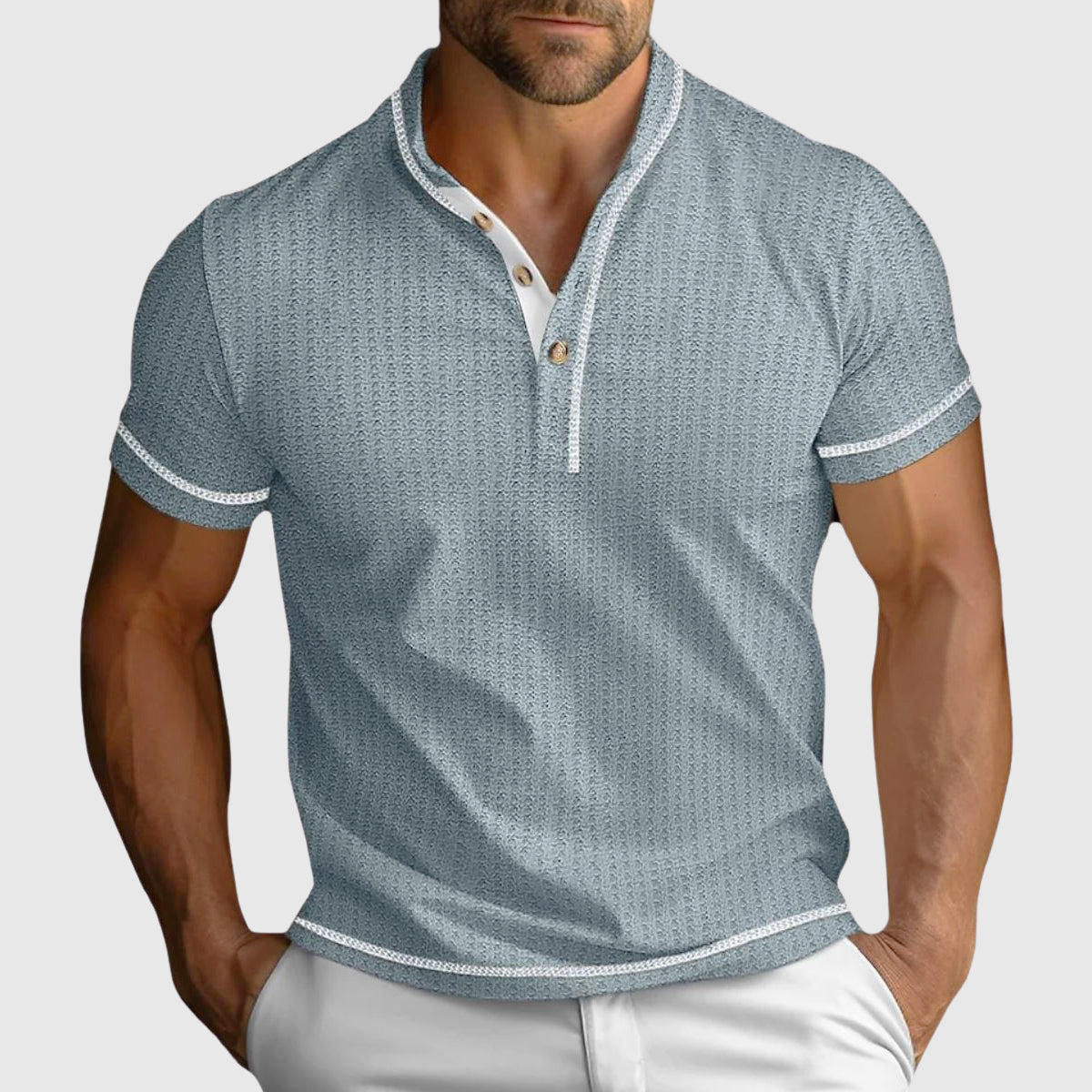 Elijah - Men's Textured Trim Polo Shirt
