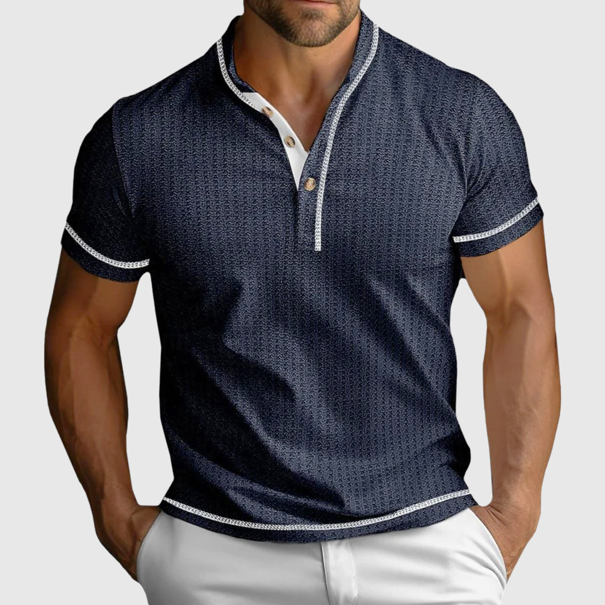 Elijah - Men's Textured Trim Polo Shirt
