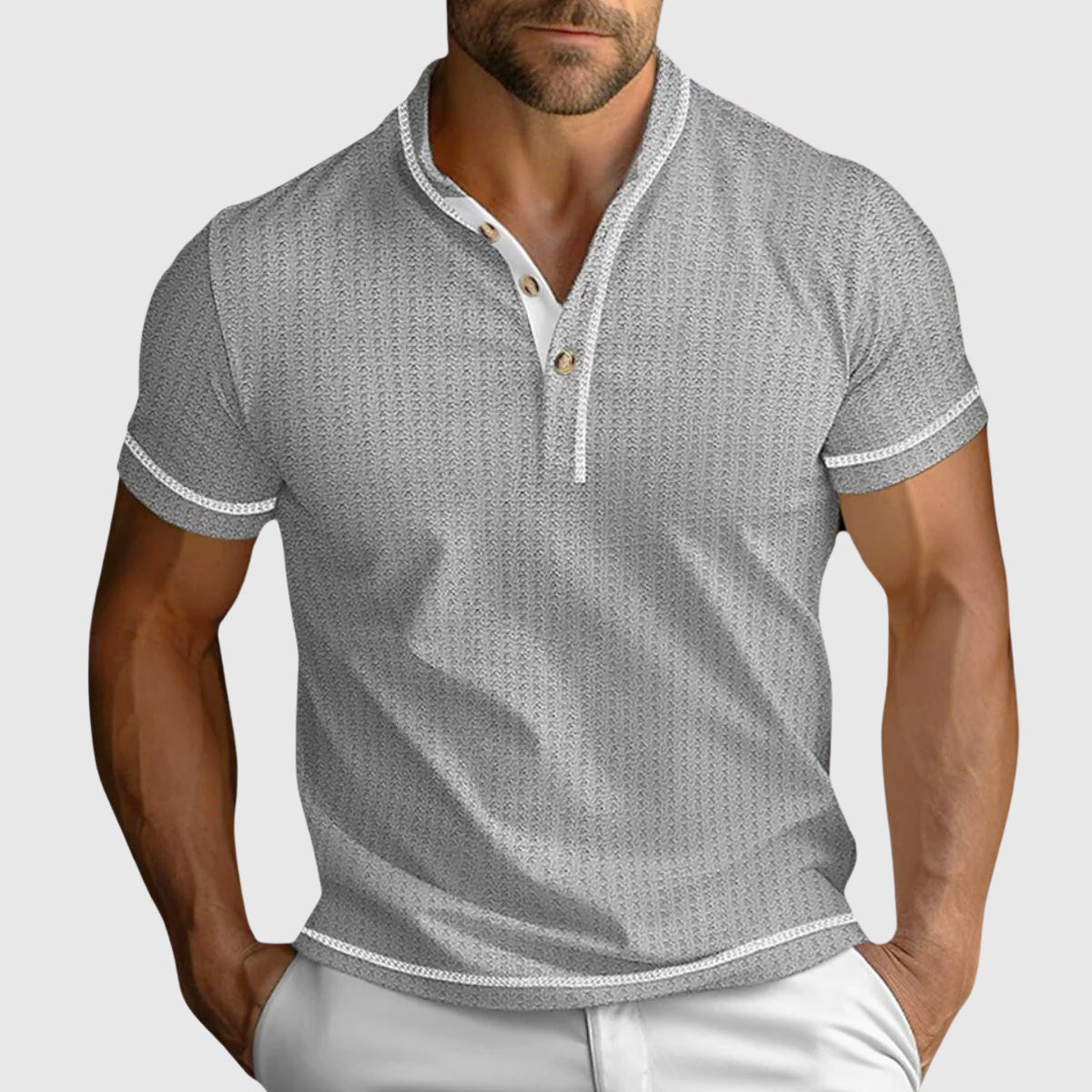 Elijah - Men's Textured Trim Polo Shirt