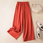 Ella - Women's Linen Wide-Leg Pants with Elastic Waist