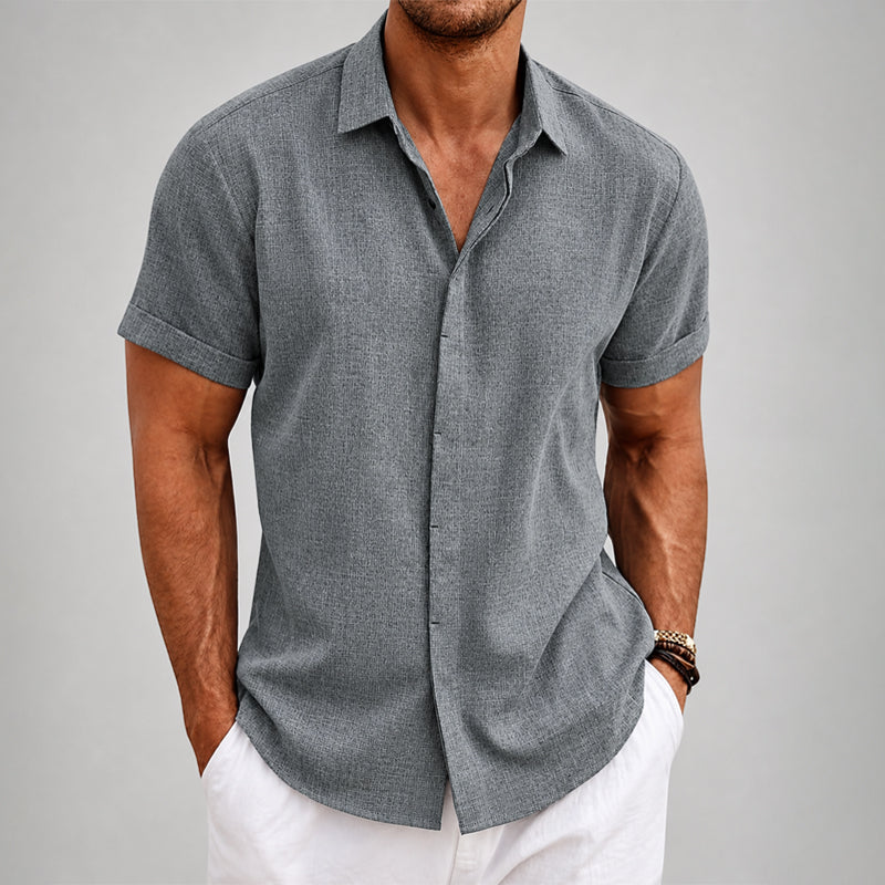 Elliott - Men's Textured Short Sleeve Button-Up Shirt