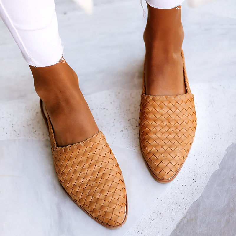 Eloise - Women's Pointed Woven Slip-On Flats