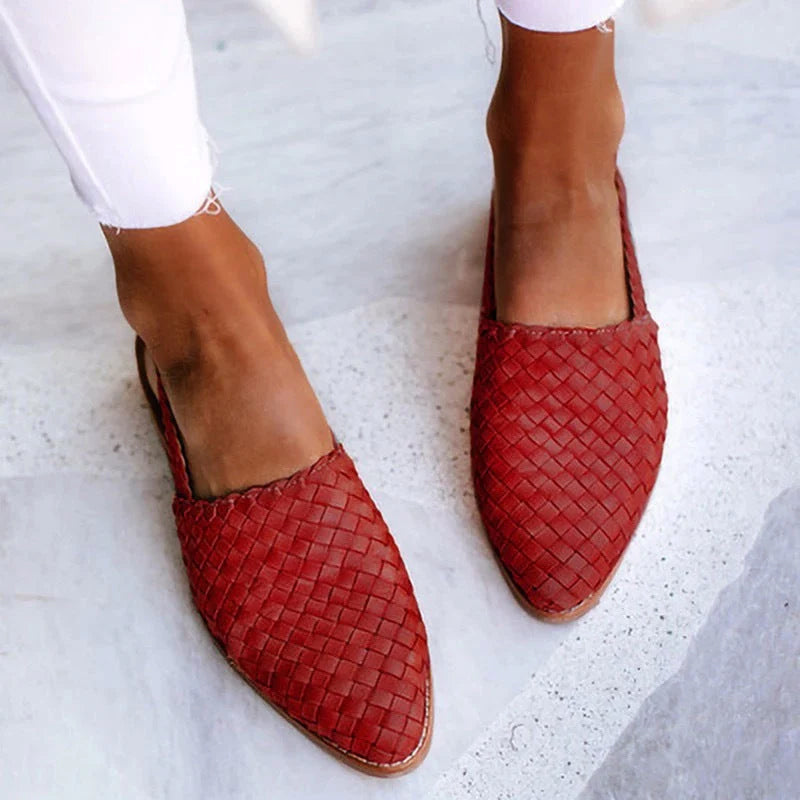 Eloise - Women's Pointed Woven Slip-On Flats
