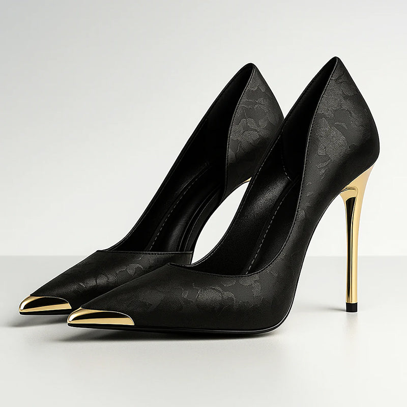 Emery - Women’s Satin Jacquard Pointed Stiletto Heels