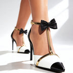 Emilia - Bow Detail T-Strap Pointed Toe Heels